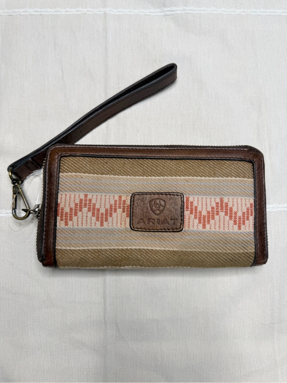 Ariat Tan, Brown & Cream Canvas Wristlet Wallet